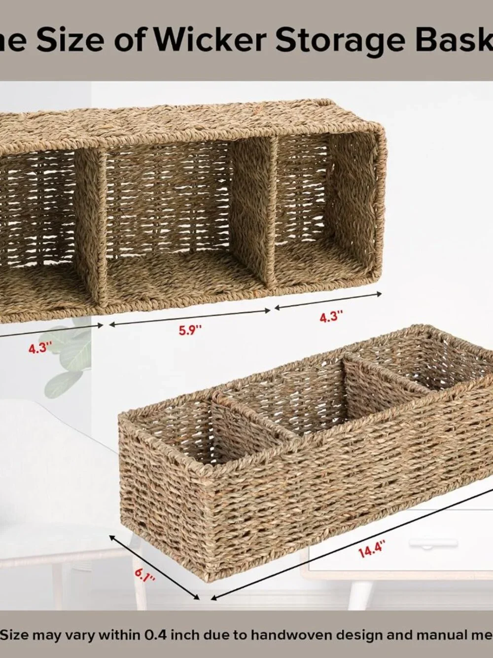 Wicker Toilet Tank Storage Basket Rattan Bathroom Organizer Seagrass Bath NEW